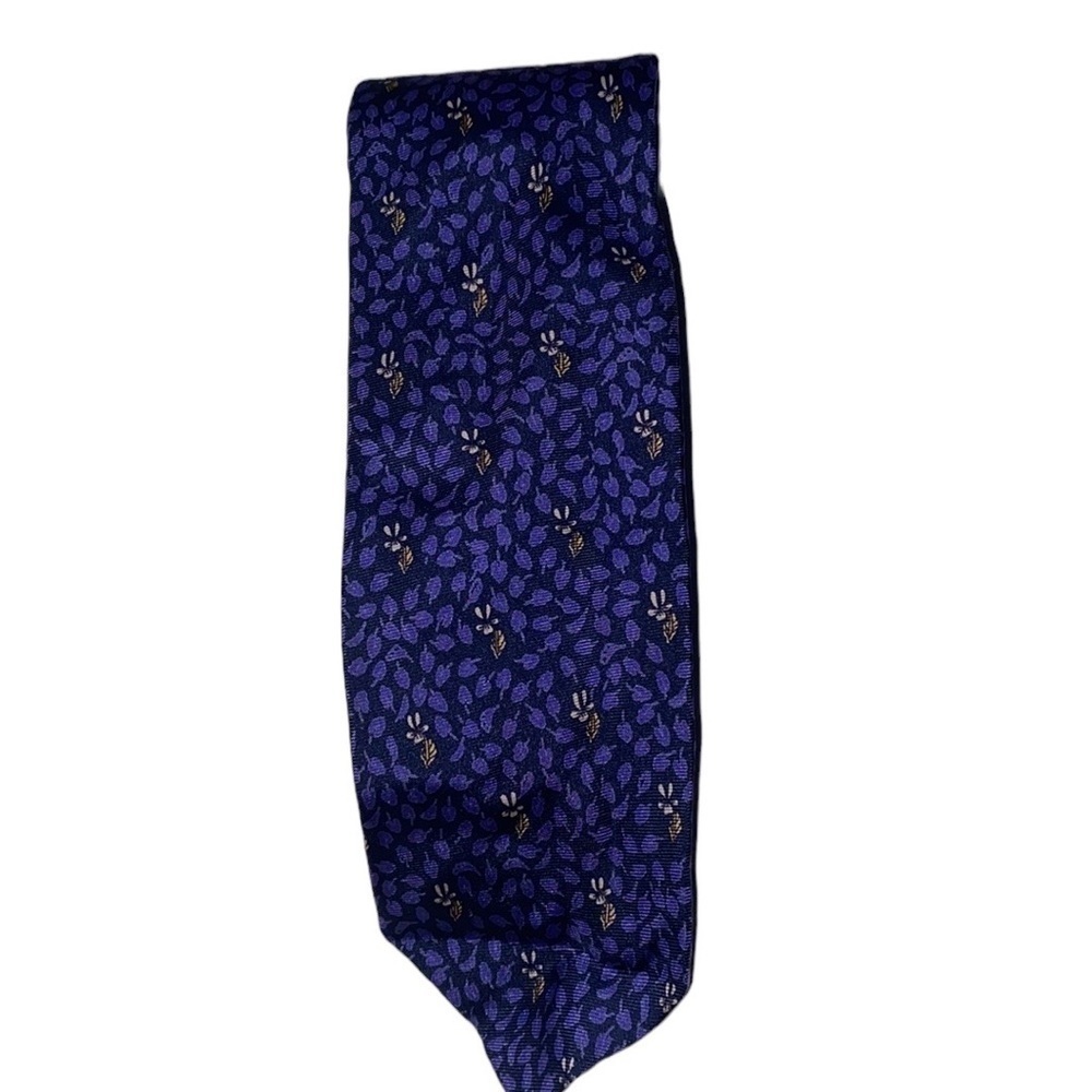 TED Lapidus Paris leaf and flower tie‎ navy indigo